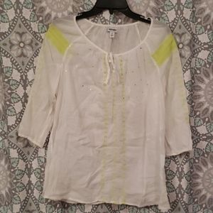 Womens white/lime green top